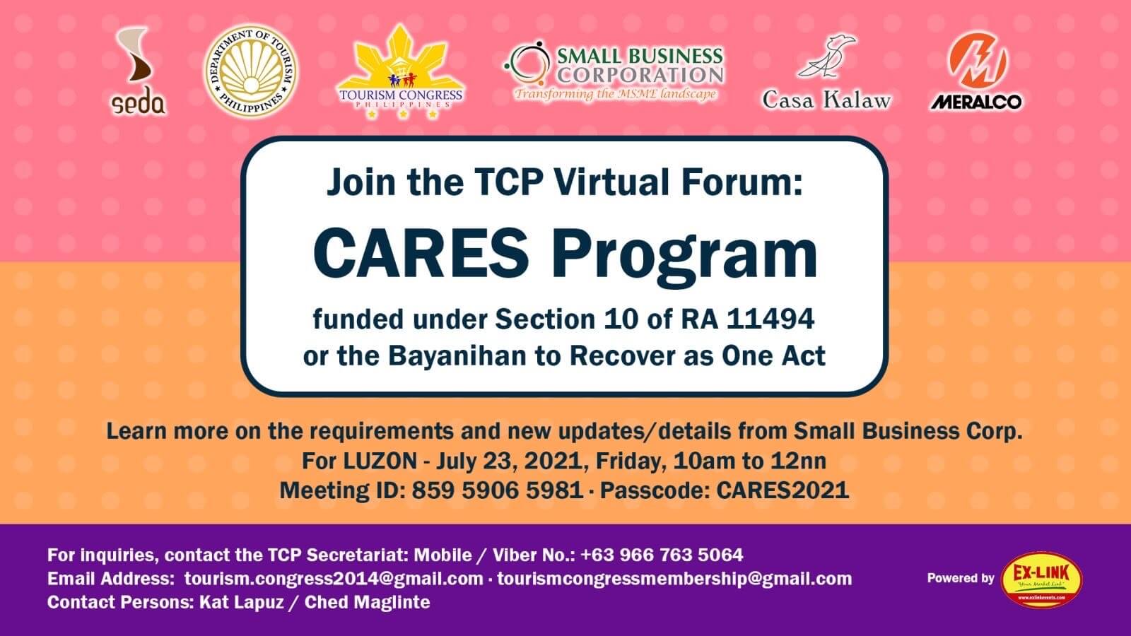 Invitation: TCP Forum on CARES Program with SB Corporation / Associations (23 July 2021)
