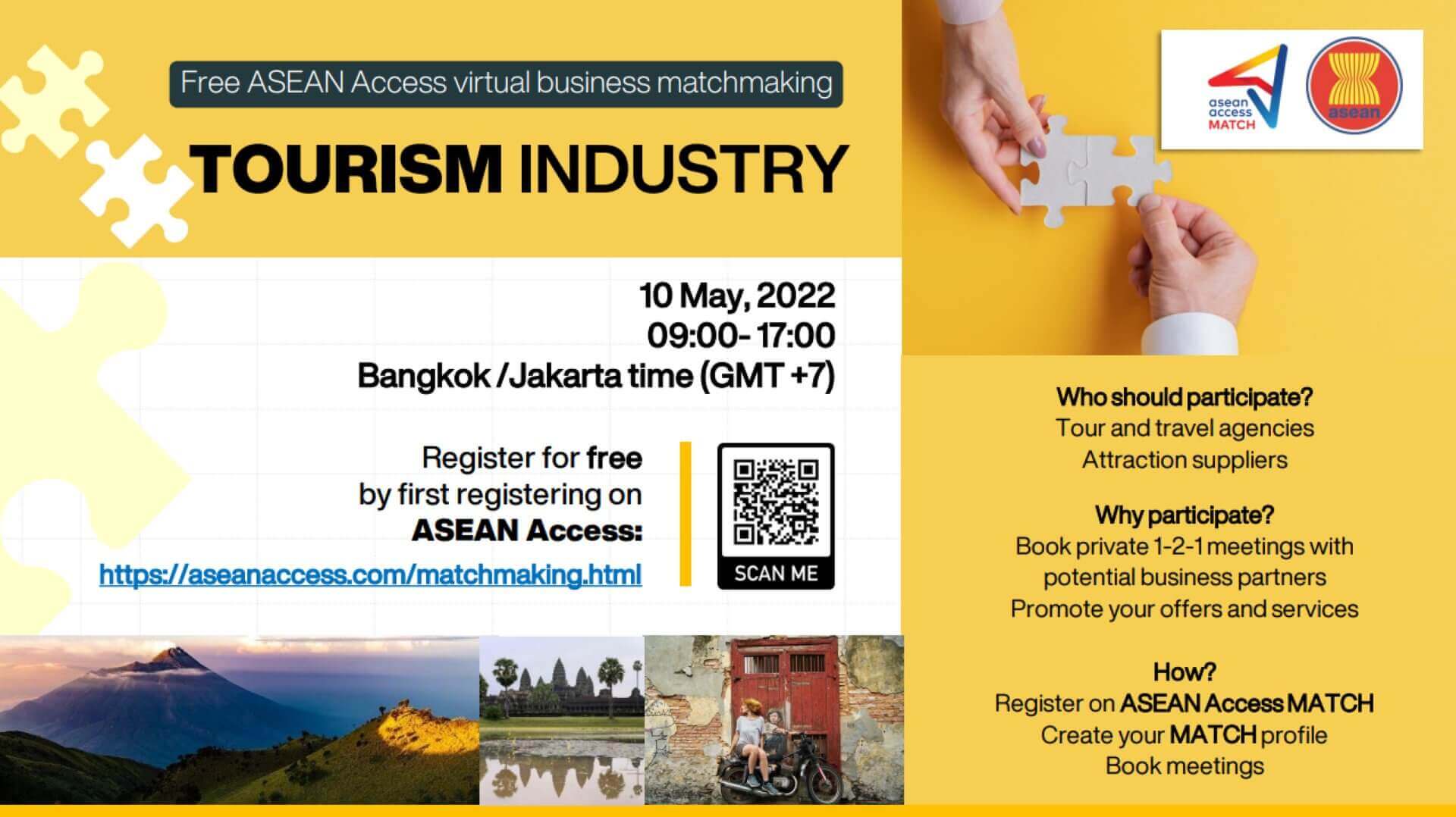 B2B Opportunity: Tourism Business Matchmaking - Free ASEAN Access (May 10, 2022 - 10:AM to 6:00PM Manila Time)